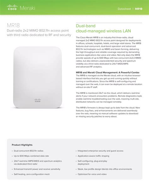 meraki mr18 datasheet.